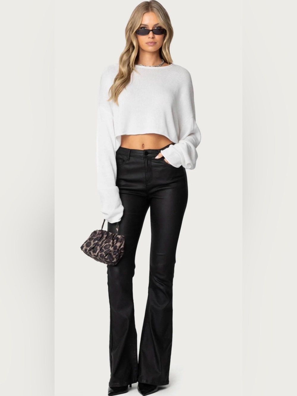 Edikted Black Flare Vegan Leather